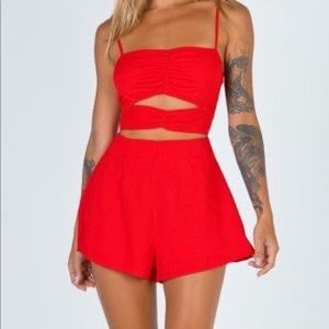 princess polly cut out red romper